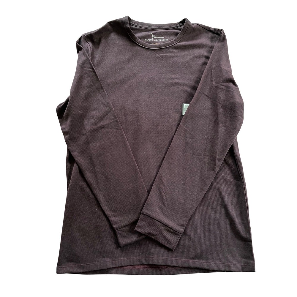 Marc Anthony XL Mens Slim Fit Long Sleeve Crew Neck Shirt Burgundy Plum NWT